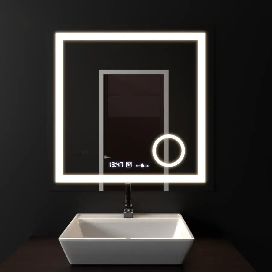 Oglinda LED Rectangulara, 60x60cm, Souverain MotionGlow Marcello, Sistem Dezaburire, Ceas & Termometru, Lupa Cosmetica, Dimabila Oglinzi Marcello Default Title Alessandro Design