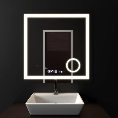 Oglinda LED Rectangulara, 60x60cm, Souverain MotionGlow Marcello, Sistem Dezaburire, Ceas & Termometru, Lupa Cosmetica, Dimabila Oglinzi Marcello Default Title Alessandro Design