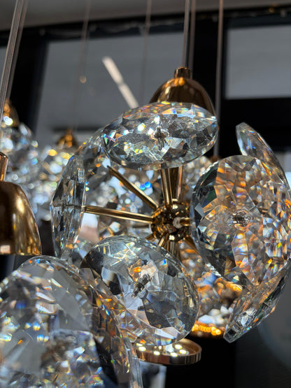 Candelabru Cristal LED KILKENNY Culmino, 144W, Lumina Neutra, Diametru 60cm, Auriu Candelabre Moderne Default Title Alessandro Design