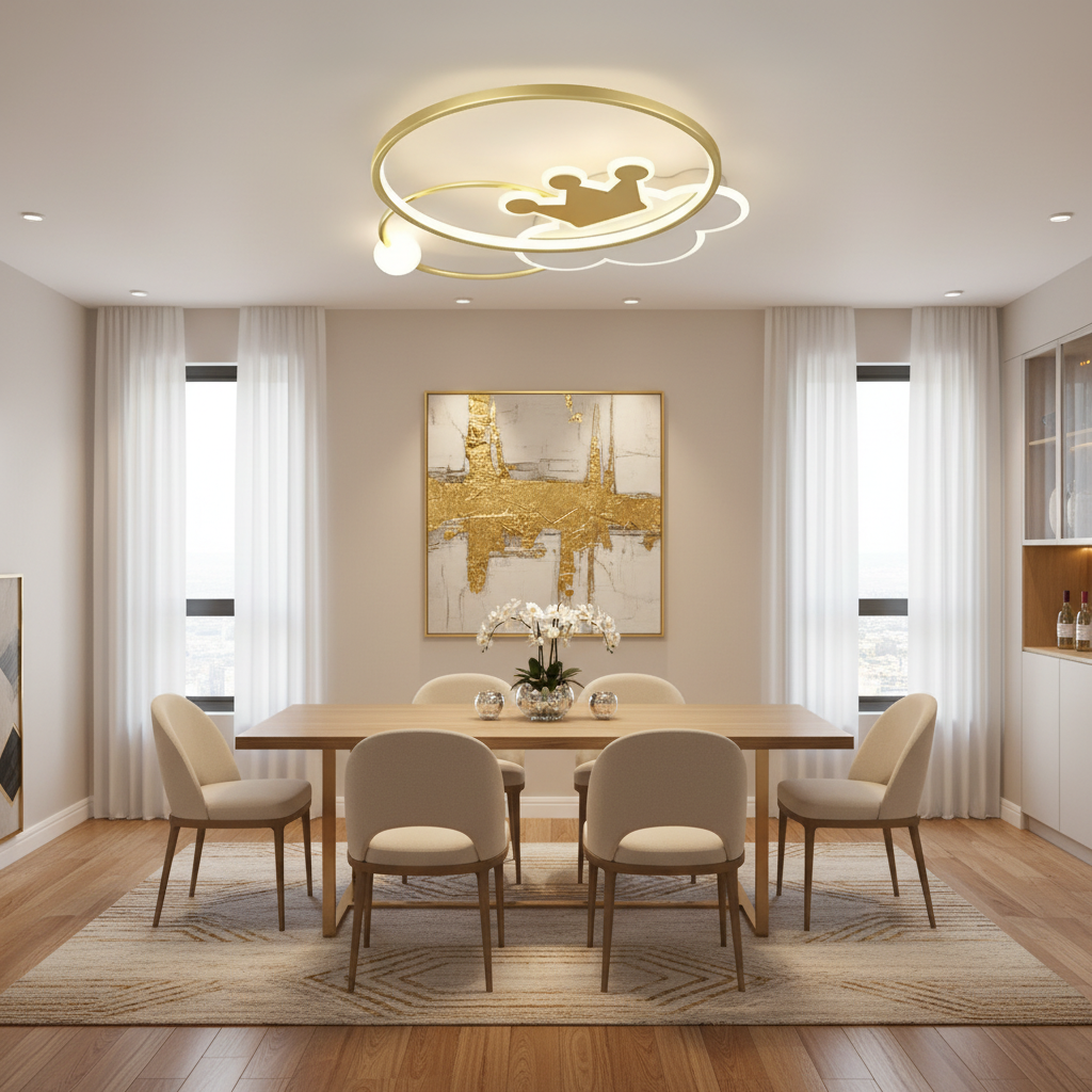 Lustra LED Rafael cu Telecomanda, 58W, Dimabila, 3000K/4000K/6000K, Auriu Lustre LED cu Telecomanda Default Title Alessandro Design