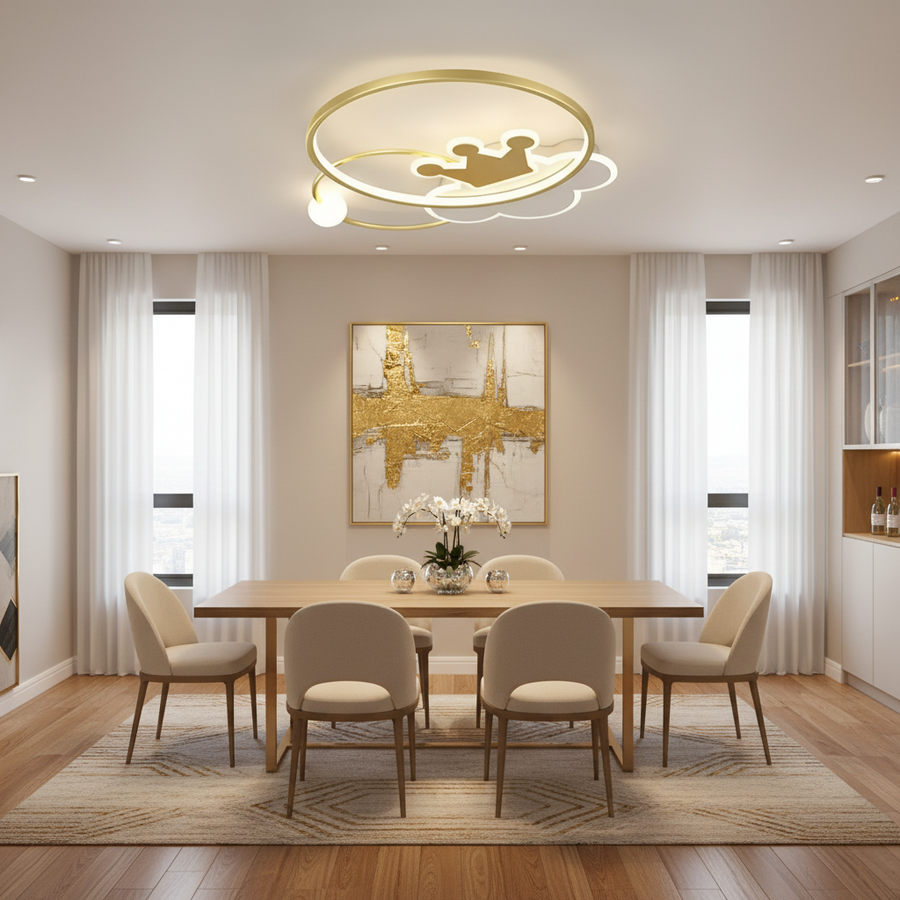 Lustra LED Rafael cu Telecomanda, 58W, Dimabila, 3000K/4000K/6000K, Auriu Lustre LED cu Telecomanda Default Title Alessandro Design
