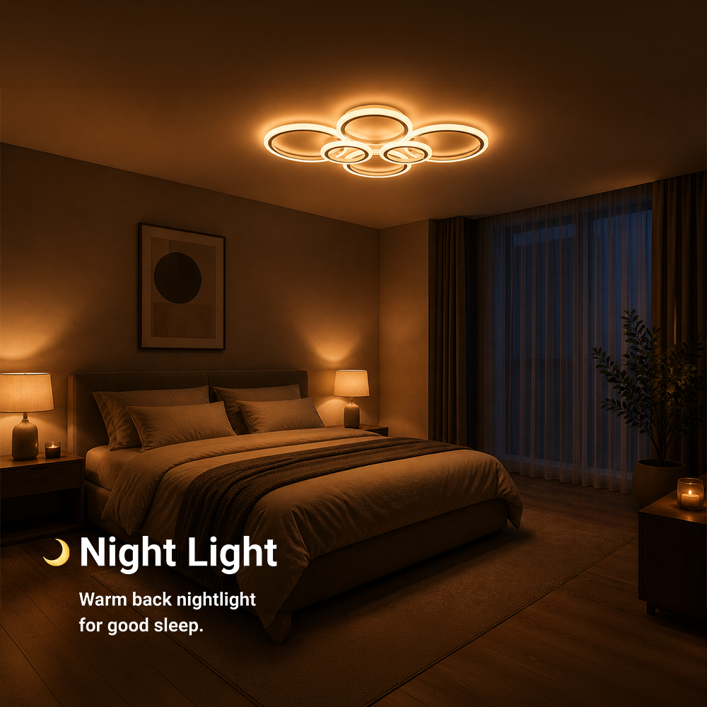 Lustra LED cu telecomanda BETTY 82W, 6 Cercuri, lumina Rece/Calda/Neutra, Dimabila, Alb Lustre LED cu Telecomanda Default Title Alessandro Design