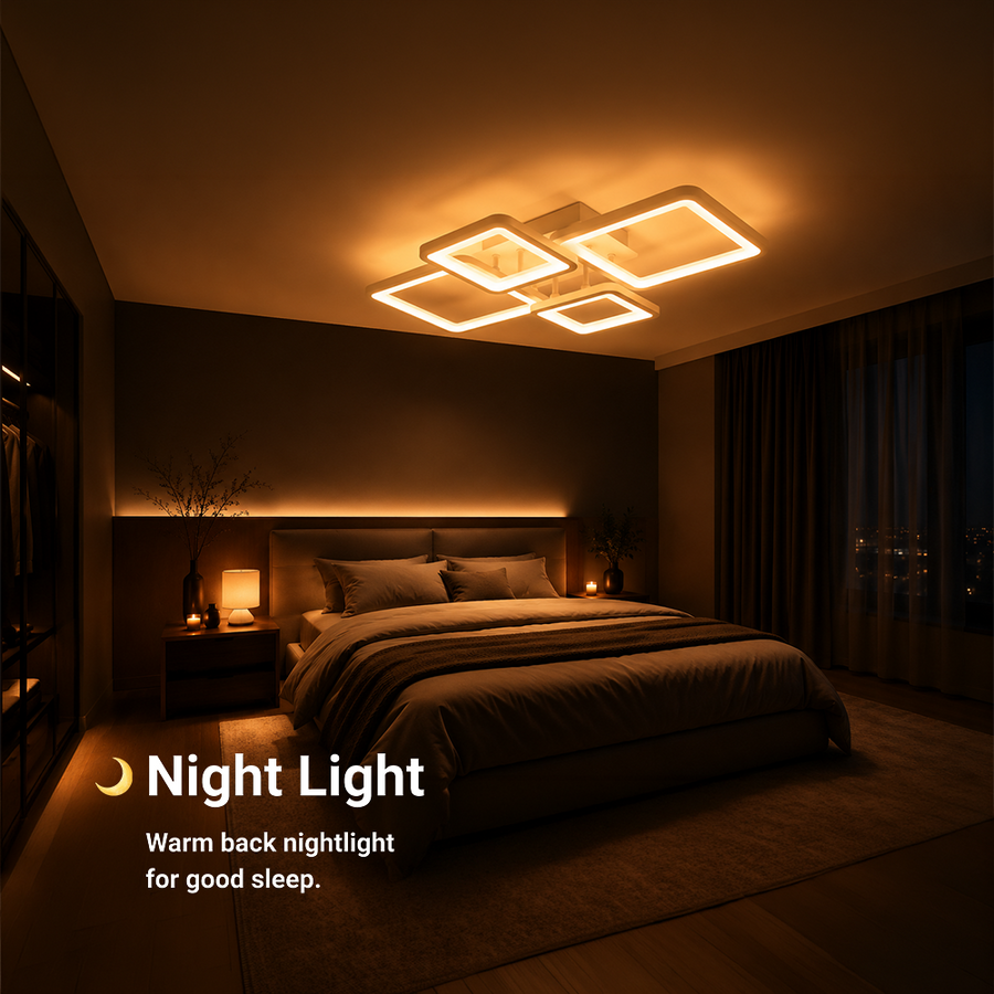 Lustra LED cu telecomanda ELLA 67W, 4 Patrate, lumina Rece/Calda/Neutra, Dimabila, Alb Lustre LED cu Telecomanda Default Title Alessandro Design