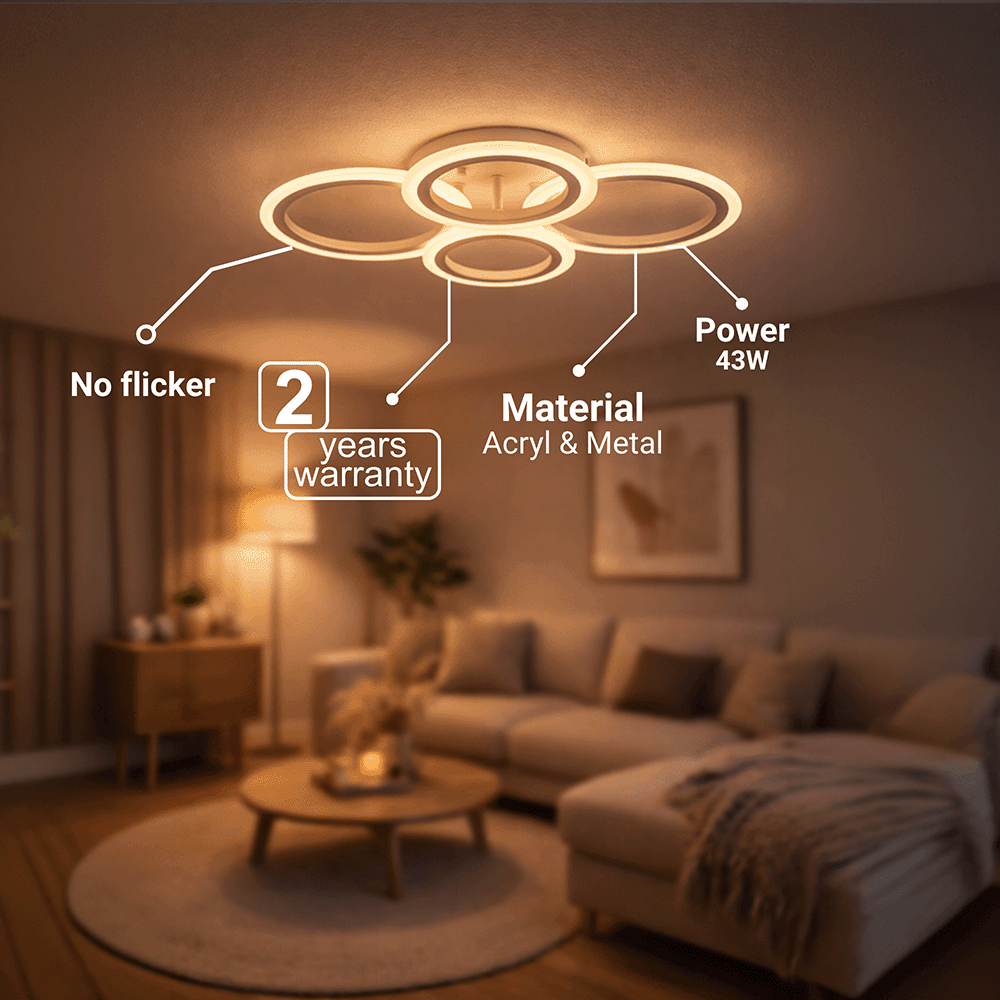 Lustra LED cu telecomanda BETTY 43W, 4 Cercuri, lumina Rece/Calda/Neutra, Dimabila, Alb Lustre LED cu Telecomanda Default Title Alessandro Design