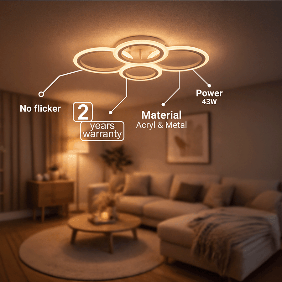 Lustra LED cu telecomanda BETTY 43W, 4 Cercuri, lumina Rece/Calda/Neutra, Dimabila, Alb Lustre LED cu Telecomanda Default Title Alessandro Design