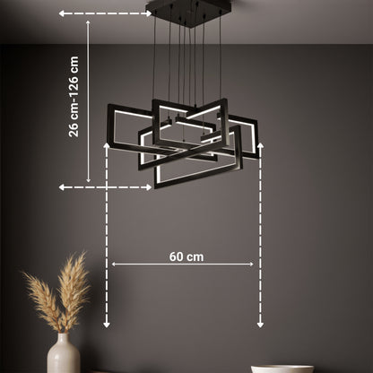 Lustra LED cu telecomanda ,Suspendata 96W, 4 Elemente, lumina Rece/Calda/Neutra, Dimabila, Inaltime Reglabila, Negru Lustre LED cu Telecomanda Default Title Alessandro Design