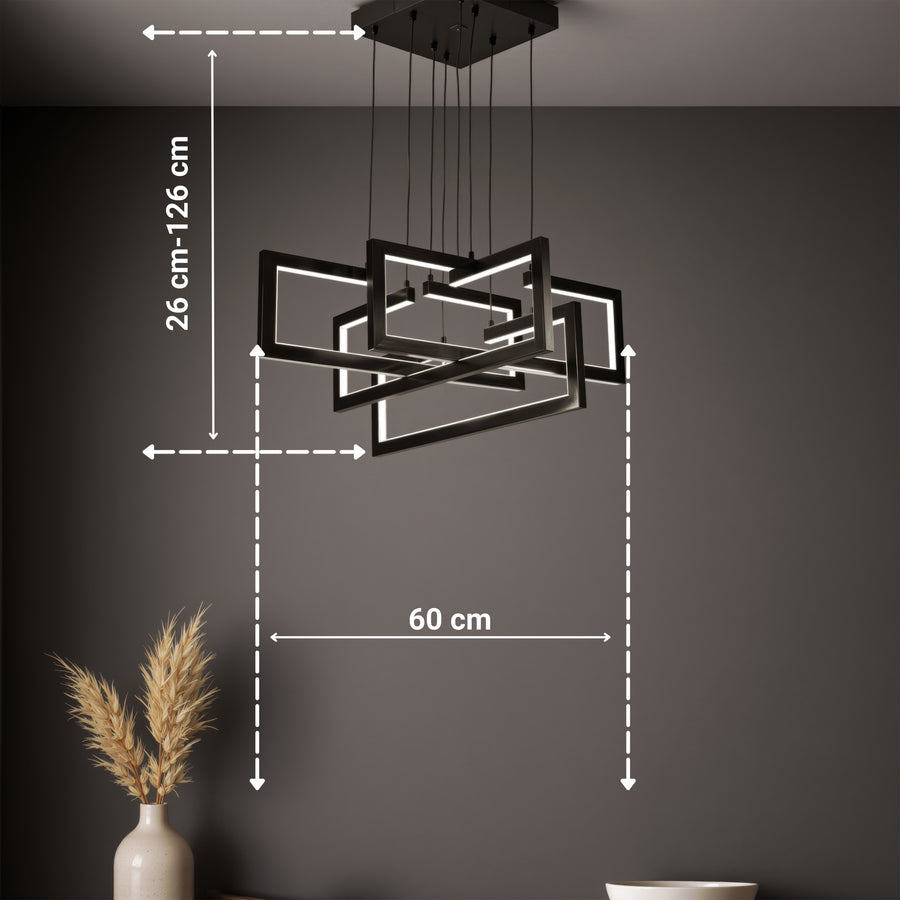 Lustra LED cu telecomanda ,Suspendata 96W, 4 Elemente, lumina Rece/Calda/Neutra, Dimabila, Inaltime Reglabila, Negru Lustre LED cu Telecomanda Default Title Alessandro Design