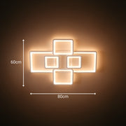 Lustra LED cu telecomanda ELLA 119W, 6 Patrate, lumina Rece/Calda/Neutra, Dimabila, Alb Lustre LED cu Telecomanda Default Title Alessandro Design