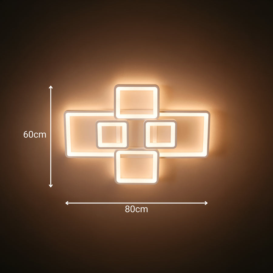 Lustra LED cu telecomanda ELLA 119W, 6 Patrate, lumina Rece/Calda/Neutra, Dimabila, Alb Lustre LED cu Telecomanda Default Title Alessandro Design