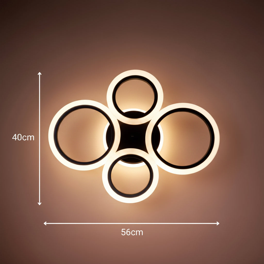 Lustra LED cu telecomanda BETTY 41W, 4 Cercuri, lumina Rece/Calda/Neutra/RGB, Dimabila, Negru Lustre LED cu Telecomanda Default Title Alessandro Design