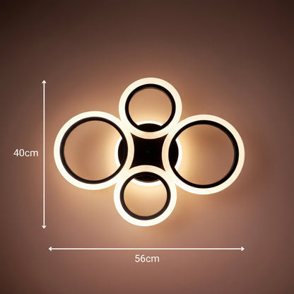 Lustra LED cu telecomanda BETTY 41W, 4 Cercuri, lumina Rece/Calda/Neutra/RGB, Dimabila, Negru Lustre LED cu Telecomanda Default Title Alessandro Design