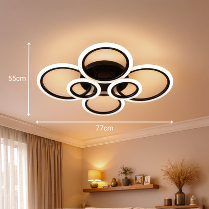 Lustra LED cu telecomanda BETTY 82W, 6 Cercuri, lumina Rece/Calda/Neutra, Dimabila, Negru Lustre LED cu Telecomanda Default Title Alessandro Design
