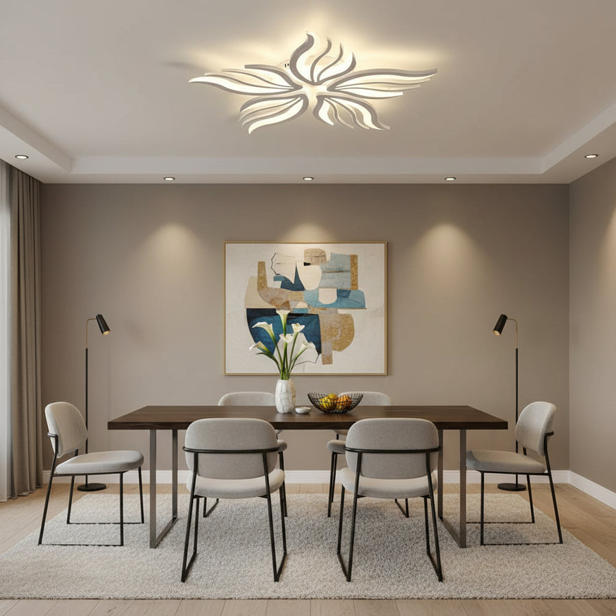 Lustra LED cu telecomanda SAKURA 62W, 5 Petale, lumina Rece/Calda/Neutra, Dimabila, Alb Lustre LED cu Telecomanda Default Title Alessandro Design