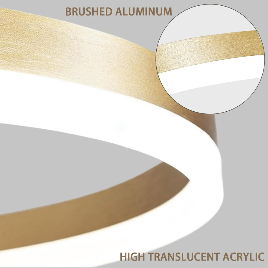 Závesný LED luster, ANINA, 34W, 1 kruh, Priemer 50 cm, Studené/Teplé/Neutrálne svetlo 3000K/4000K/6000K, Stmievateľné, Lesklá zlatá biela, Nastaviteľná výška, Kovové a akrylové LED Lustre s diaľkovým ovládaním Predvolený názov Dizajn Alessandro