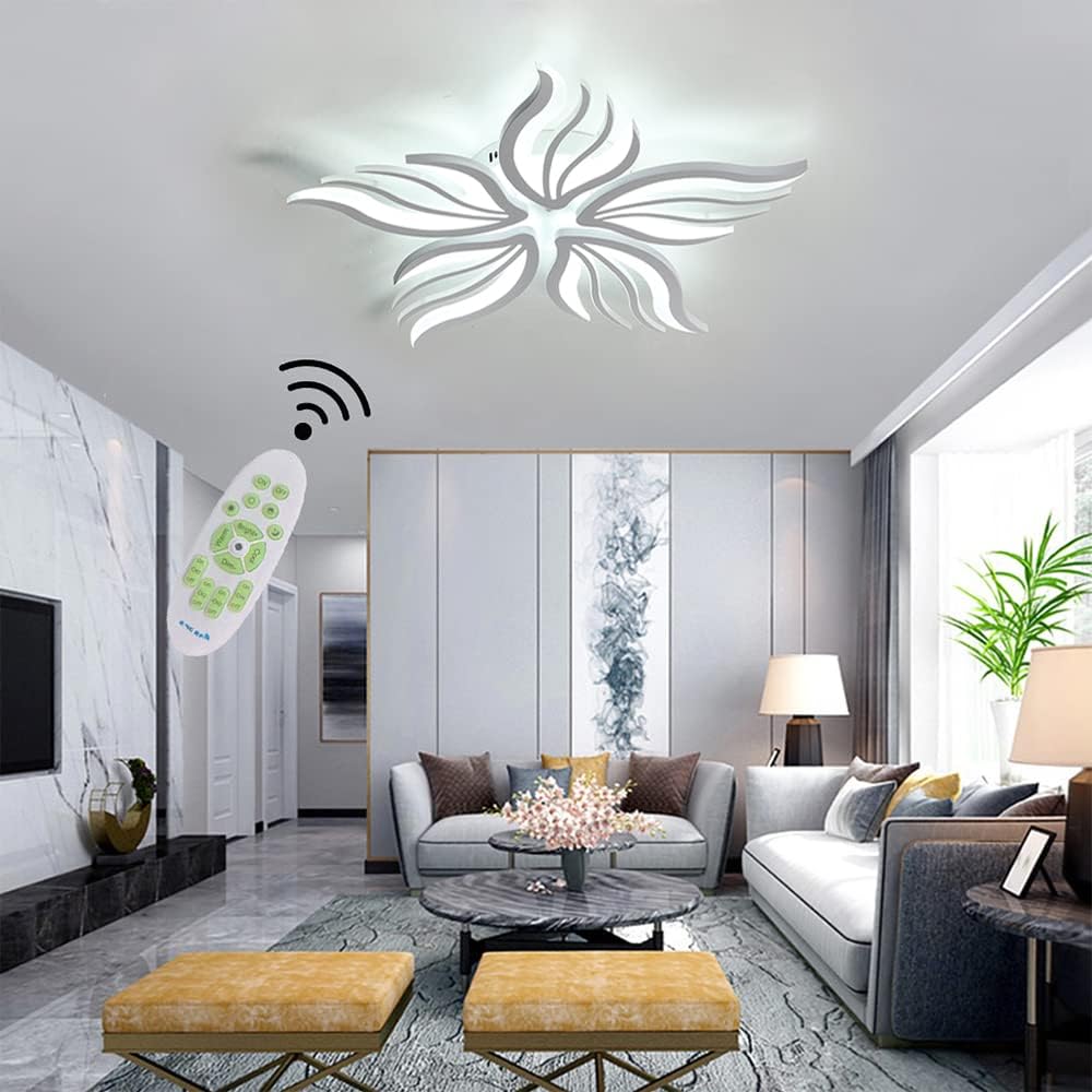 Lustra LED cu telecomanda SAKURA 62W, 5 Petale, lumina Rece/Calda/Neutra, Dimabila, Alb Lustre LED cu Telecomanda Default Title Alessandro Design
