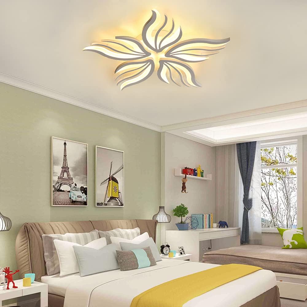 Lustra LED cu telecomanda SAKURA 62W, 5 Petale, lumina Rece/Calda/Neutra, Dimabila, Alb Lustre LED cu Telecomanda Default Title Alessandro Design