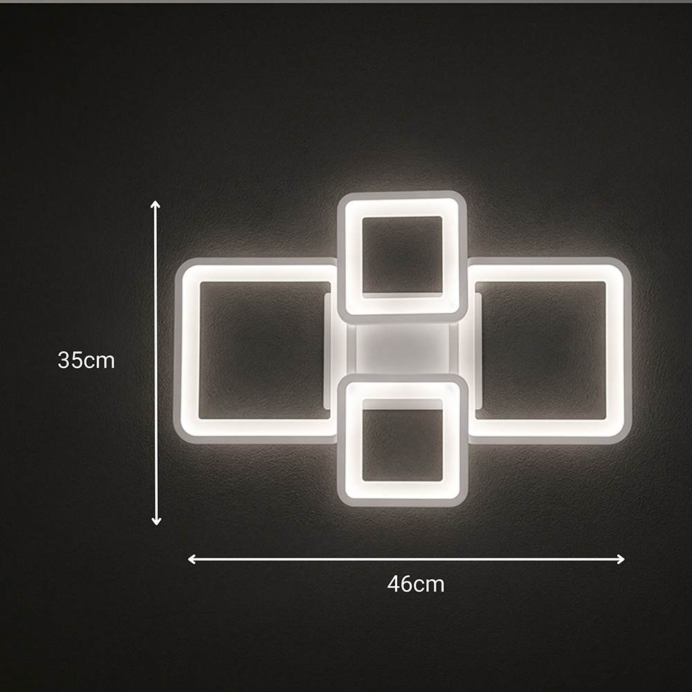 Lustra LED cu telecomanda ELLA 67W, 4 Patrate, lumina Rece/Calda/Neutra, Dimabila, Alb Lustre LED cu Telecomanda Default Title Alessandro Design