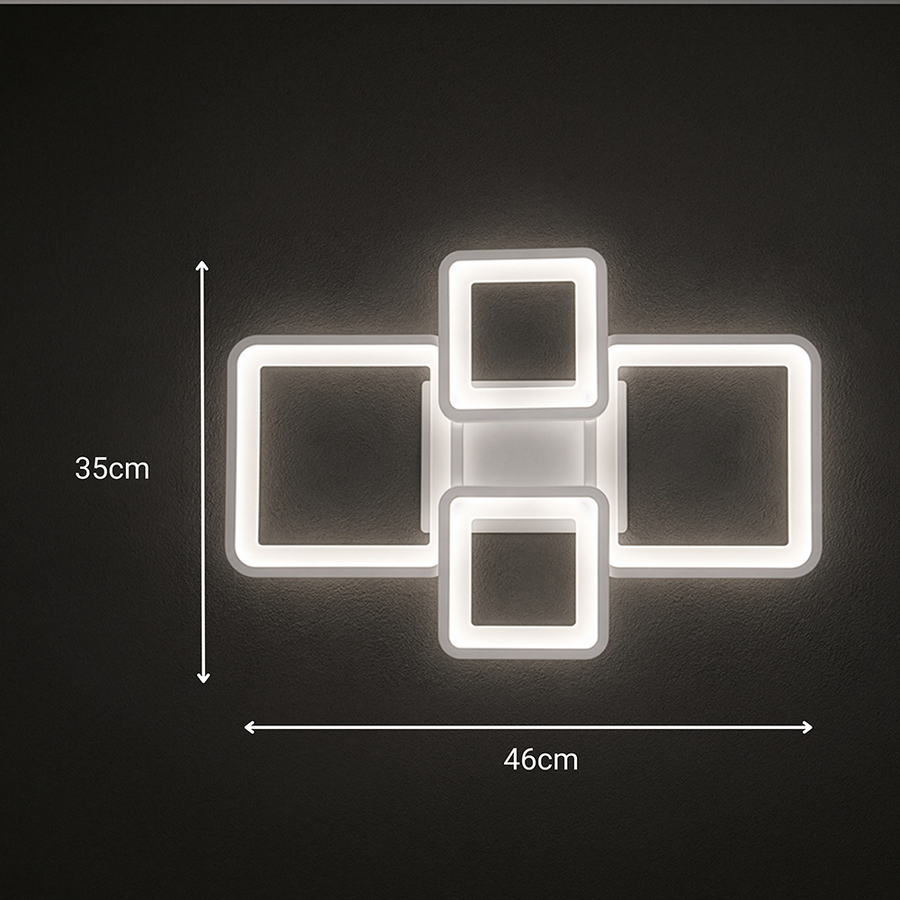 Lustra LED cu telecomanda ELLA 67W, 4 Patrate, lumina Rece/Calda/Neutra, Dimabila, Alb Lustre LED cu Telecomanda Default Title Alessandro Design