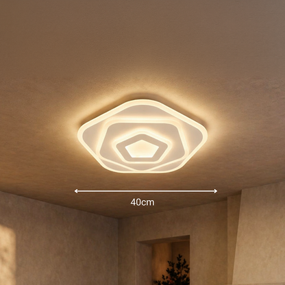 Lustra LED cu Telecomanda PENTAGON 59W, 40cm, Lumina Rece/Calda/Neutra 3000K/4000K/6000K, Alb, Metal si Acril Lustre LED cu Telecomanda Default Title Alessandro Design