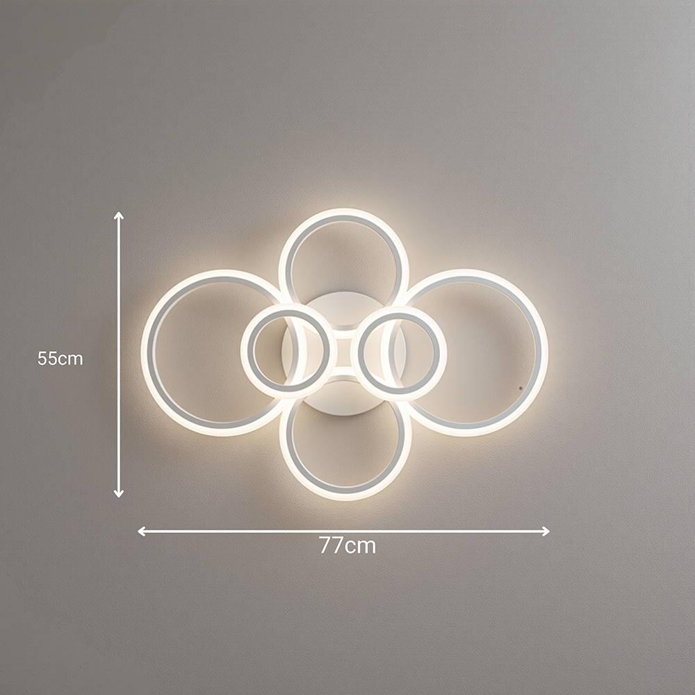 Lustra LED cu telecomanda BETTY 82W, 6 Cercuri, lumina Rece/Calda/Neutra, Dimabila, Alb Lustre LED cu Telecomanda Default Title Alessandro Design
