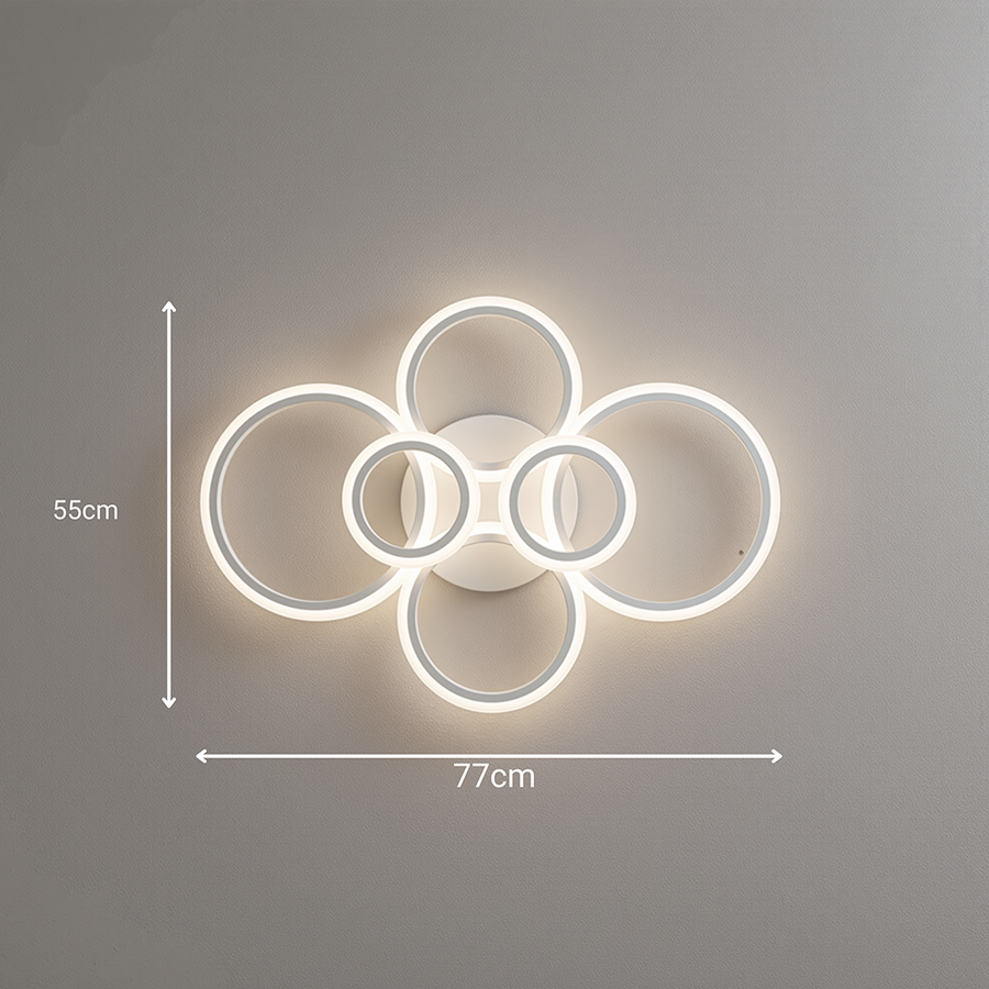 Lustra LED cu telecomanda BETTY 82W, 6 Cercuri, lumina Rece/Calda/Neutra, Dimabila, Alb Lustre LED cu Telecomanda Default Title Alessandro Design