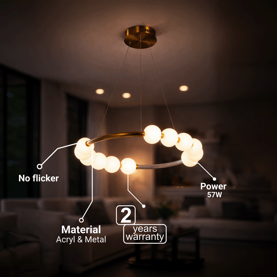Lustră Suspendată LED Acril Nova 57W cu Telecomandă, Dimabilă, 3000K/4000K/6000K, Auriu, Metal și Acril Lustre LED cu Telecomanda Default Title Alessandro Design