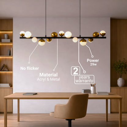 Lustră Suspendată LED Acril Aurion 29W cu Telecomandă, Dimabilă, Negru Auriu, Metal și Acril Lustre LED cu Telecomanda Default Title Alessandro Design