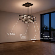 Lustra LED cu telecomanda ,Suspendata 96W, 4 Elemente, lumina Rece/Calda/Neutra, Dimabila, Inaltime Reglabila, Negru Lustre LED cu Telecomanda Default Title Alessandro Design