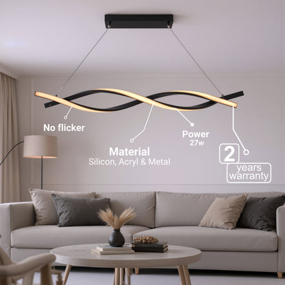 Lustra LED Suspendata cu Telecomanda, FLUX, 27W, 116cm, Lumina Rece/Calda/Neutra 3000K/4000K/6000K, Dimabila, Negru, Inaltime Reglabila, Metal si Silicon Lustre Moderne Default Title Alessandro Design