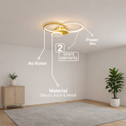 Lustra LED cu telecomanda KILLIAN 80W, 4 Cercuri, lumina Rece/Calda/Neutra, Dimabila, Auriu Lustre LED cu Telecomanda Default Title Alessandro Design