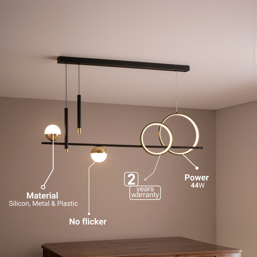 Lustra LED suspendata cu telecomanda DAMARA 44W, lumina Rece/Calda/Neutra, Dimabila, Negru, Inaltime Reglabila Lustre LED cu Telecomanda Default Title Alessandro Design