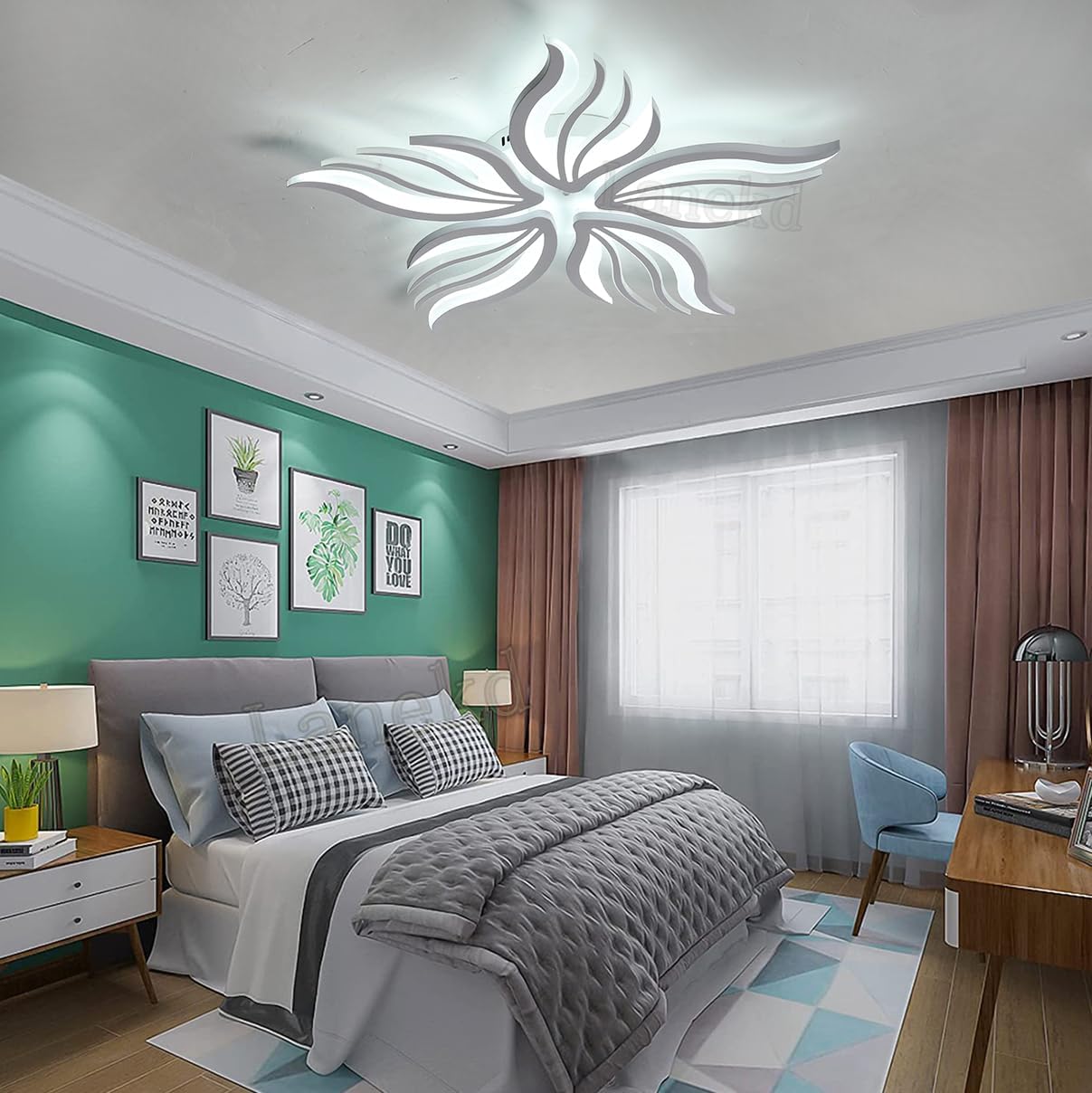 Lustra LED cu telecomanda SAKURA 62W, 5 Petale, lumina Rece/Calda/Neutra, Dimabila, Alb Lustre LED cu Telecomanda Default Title Alessandro Design
