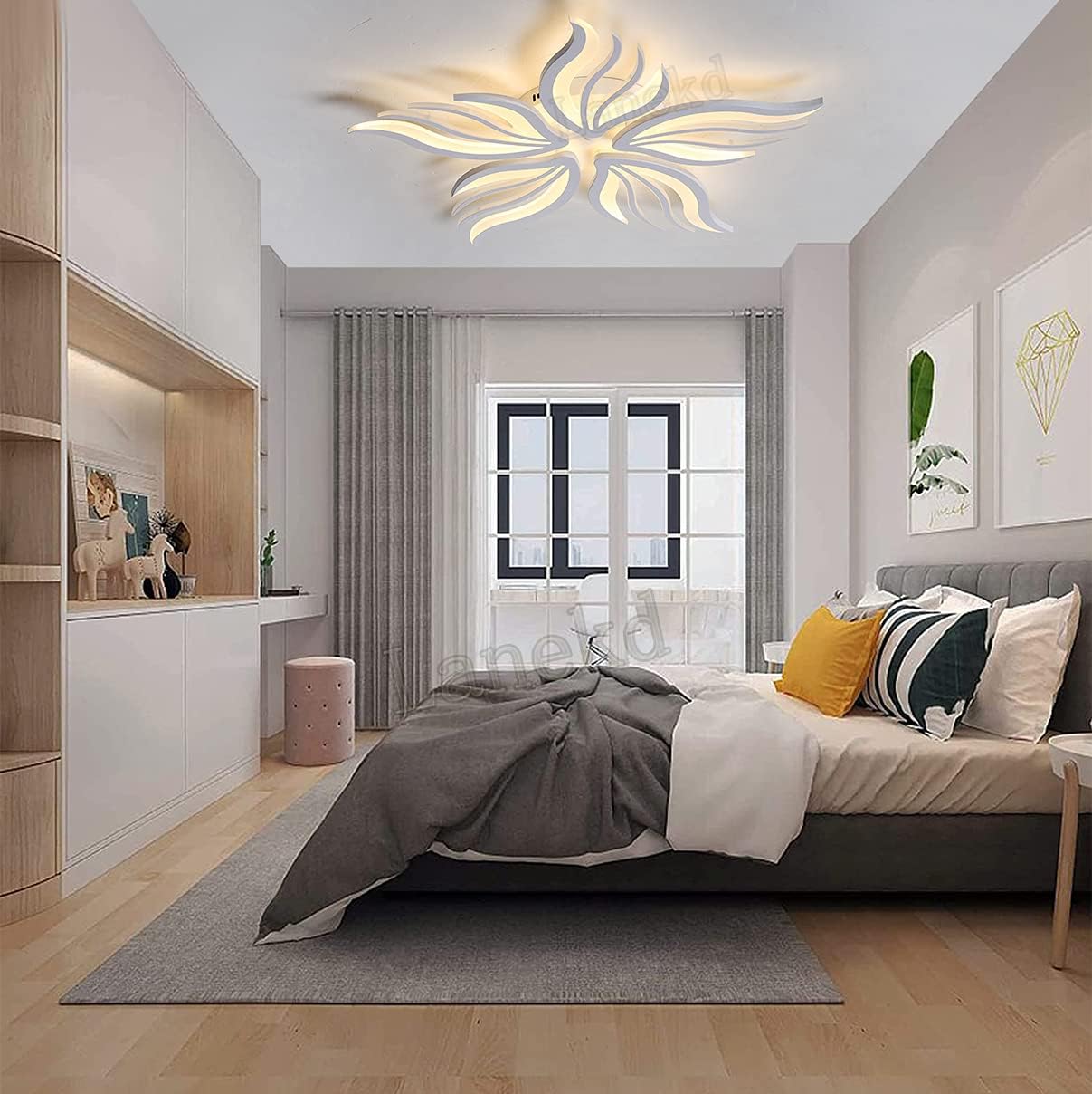 Lustra LED cu telecomanda SAKURA 62W, 5 Petale, lumina Rece/Calda/Neutra, Dimabila, Alb Lustre LED cu Telecomanda Default Title Alessandro Design