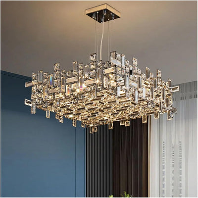 Krištáľový luster RZ-2/500x500GD, 10xE14, Priemer 50cm, Nastaviteľná výška, Lesklý zlatý, Nastaviteľná výška, Elegantný dizajn