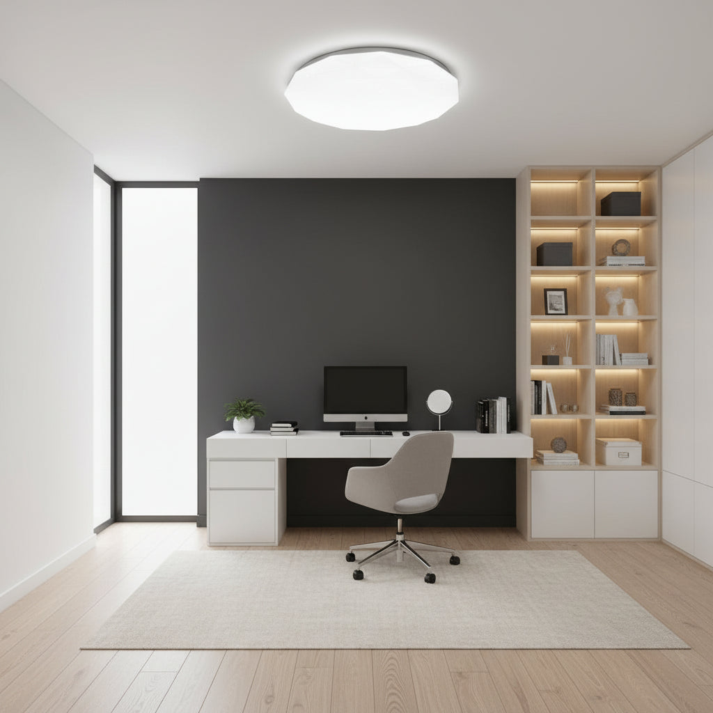 Plafonieră LED Hexagon 35 cm, 32W, 3000K / 4000K / 6000K, Alb, Metal si Acril Plafoniere LED Default Title Alessandro Design