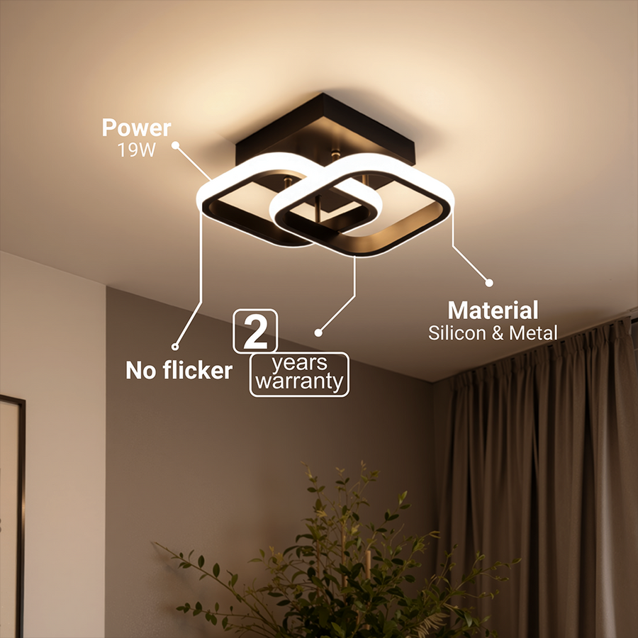 Lustra LED VERTEX Matrix Romburi Suprapuse, Rame Metalice, 24W, 2 Romburi, Lumina Rece/Calda/Neutra 3000K/4000K/6000K, Negru, Metal si Silicon Lustra LED Default Title Alessandro Design