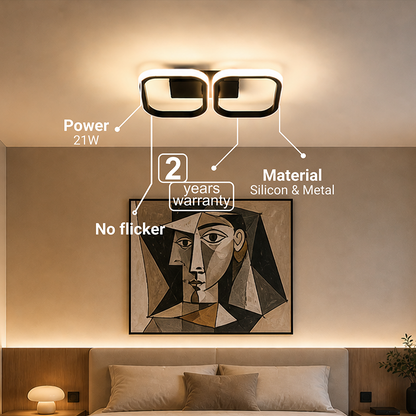 Lustra LED VERTEX 21W, 2 Patrate, Liniara, lumina Rece/Calda/Neutra, Neagra Lustre LED Default Title Alessandro Design