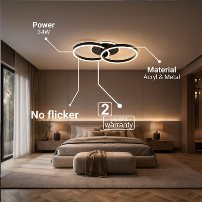 Lustra LED cu telecomanda RIGA LILITH 34W, 2 Cercuri, lumina Rece/Calda/Neutra, Dimabila, Negru Lustre LED cu Telecomanda Default Title Alessandro Design