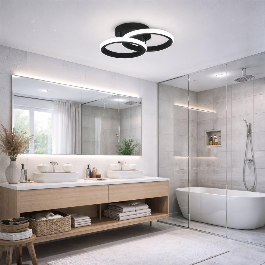 Lustra LED VERTEX CIRCULA 21W, 2 Cercuri, Rame Metalice, lLumina Rece/Calda/Neutra 3000K/4000K/6000K, Negru, Metal Lustre LED Default Title Alessandro Design