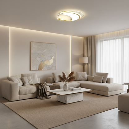 Lustră LED Marco cu Telecomandă, 76W, Dimabilă, Auriu, Metal, Acril și Sticlă, 3000K/4000K/6000K Lustre LED cu Telecomanda Default Title Alessandro Design