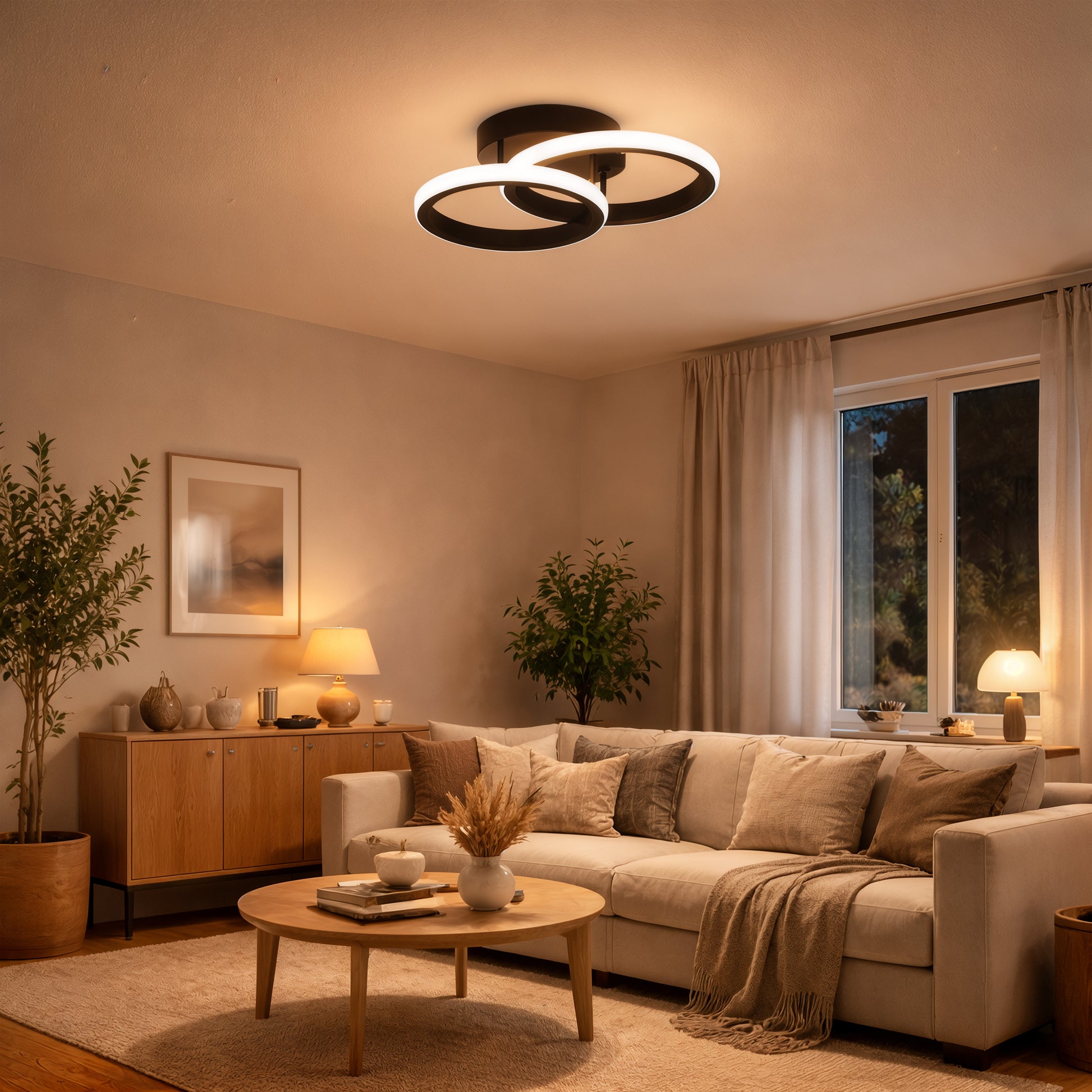 Lustra LED VERTEX CIRCULA 21W, 2 Cercuri, Rame Metalice, lLumina Rece/Calda/Neutra 3000K/4000K/6000K, Negru, Metal Lustre LED Default Title Alessandro Design