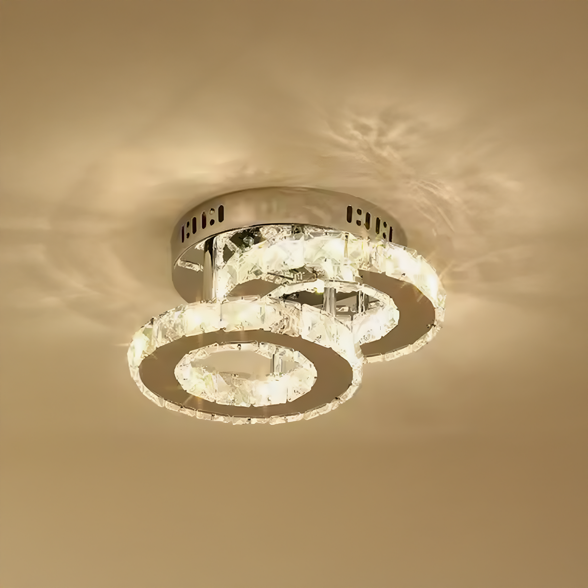 Lustra LED cu cristal ROYALO ROTONDA 26W, 2 Cercuri, lumina Rece/Calda/Neutra, Crom Lucios Lustre LED Default Title Alessandro Design