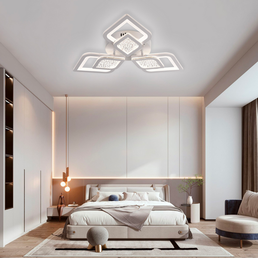 Lustra LED cu telecomanda DALIA 67W, 3 Petale, lumina Rece/Calda/Neutra, Dimabila, Alb Lustre LED cu Telecomanda Default Title Alessandro Design