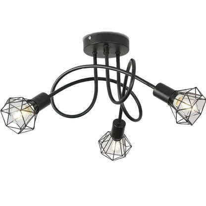 Lustra Shion 3xE27, Negru, Metal, Diametru 50cm Lustre Industrial Default Title Alessandro Design