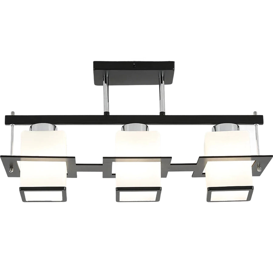 Lustra Clasica Aramis cu Lemn Abajur Patrat 3x E27 Gri Negru Lustre Clasice Default Title Alessandro Design