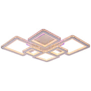 Lustra LED cu telecomanda si cristal QUADRIS RGB 175W, 6 Patrate, Lumina Rece/Calda/Neutra, Dimabila, Alb Lustre LED cu Telecomanda Default Title Alessandro Design