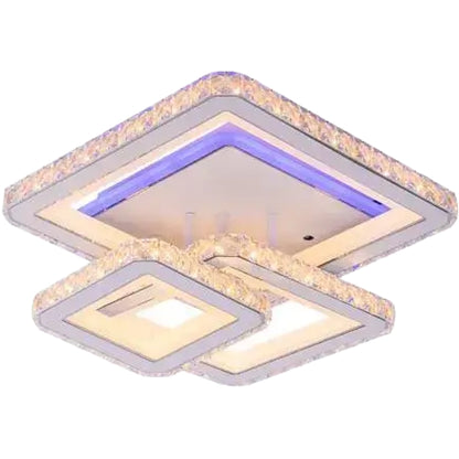 Lustra LED cu telecomanda si cristal LEILA 87W, 3 Patrate, lumina Rece/Calda/Neutra, Dimabila, Alb Lustre LED cu Telecomanda Default Title Alessandro Design