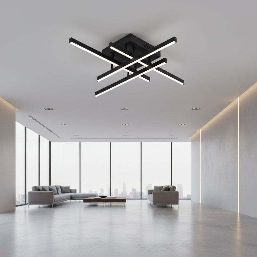 Lustra LED cu Telecomanda LINEX, 52W, 4 Elemente, Liniara, lumina Rece/Calda/Neutra, Dimabila, Negru Lustre LED cu Telecomanda Default Title Alessandro Design