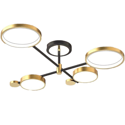 Lustra LED cu Telecomanda MARIA, 4 Elemente, 22W, Lumina Calda/Rece/Neutra, Dimabila, Auriu Lustre LED cu Telecomanda Default Title Alessandro Design