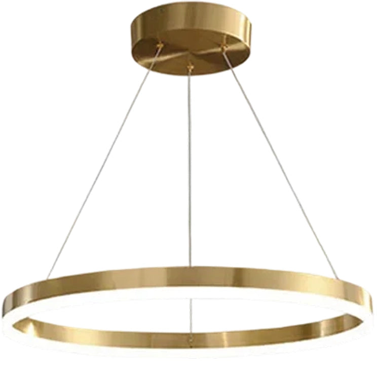 Závesný LED luster, ANINA, 34W, 1 kruh, Priemer 50 cm, Studené/Teplé/Neutrálne svetlo 3000K/4000K/6000K, Stmievateľné, Lesklá zlatá biela, Nastaviteľná výška, Kovové a akrylové LED Lustre s diaľkovým ovládaním Predvolený názov Dizajn Alessandro